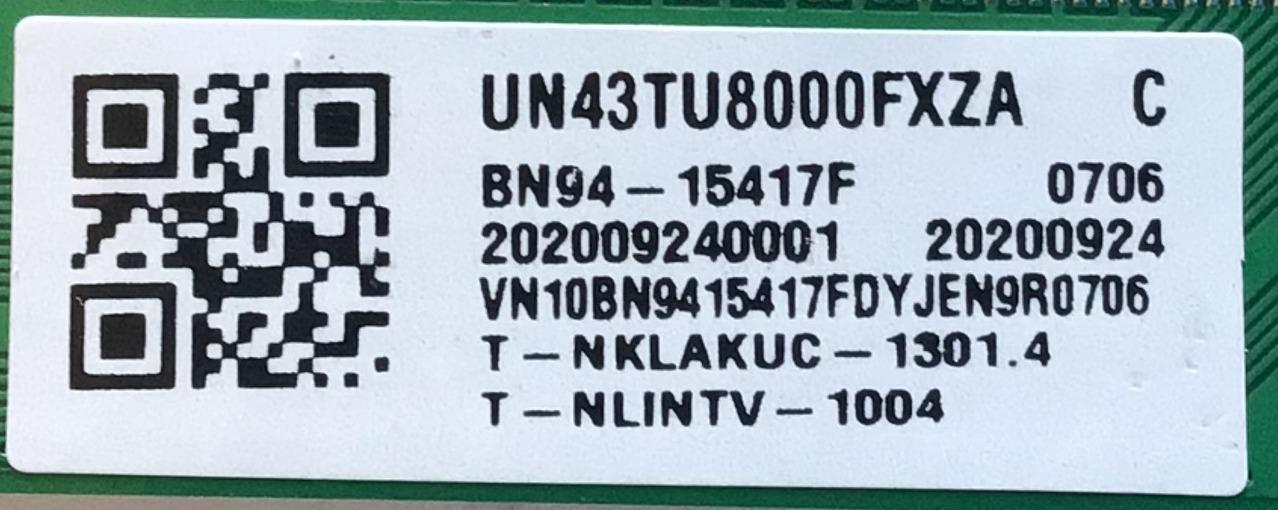KIT DE TARJETAS PARA TV SAMSUNG / NUMERO DE PARTE MAIN BN94-15417F / BN41-02756B / BN97-16939J / BN96-52107A / BN9415417F / FUENTE BN44-01053A / L43S6_TDY / BN4401053A / PANEL CY-BT043HGNV1H / MODELO UN43TU8000 / UN43TU8000FXZA DB08 - Imagen 3